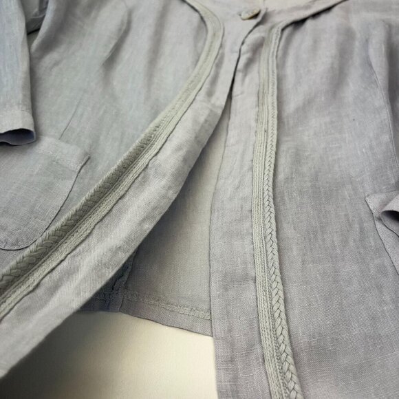 Carla Conti Linen One Button Jacket Blouse Ladies Size LARGE made in Italy - Picture 3 of 7